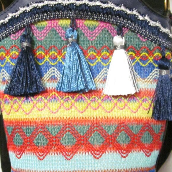 Bohemian Multicolor Crossbody Bag with Tassels & Adjustable Strap - Picture 15 of 16